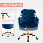 Fauteuil coquille pivotant en velours pour salon, chaise de bureau