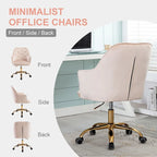 Fauteuil coquille pivotant en velours pour salon, chaise de bureau