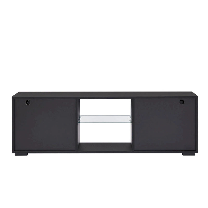 Meuble TV ern 51 po en verre avec rangement pour téléviseurs jusqu'à 69 po et lumières DEL