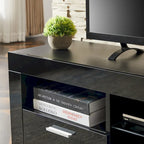 Meuble TV ern 51 po en verre avec rangement pour téléviseurs jusqu'à 69 po et lumières DEL