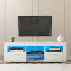 Meuble TV ern 51 po en verre avec rangement pour téléviseurs jusqu'à 69 po et lumières DEL