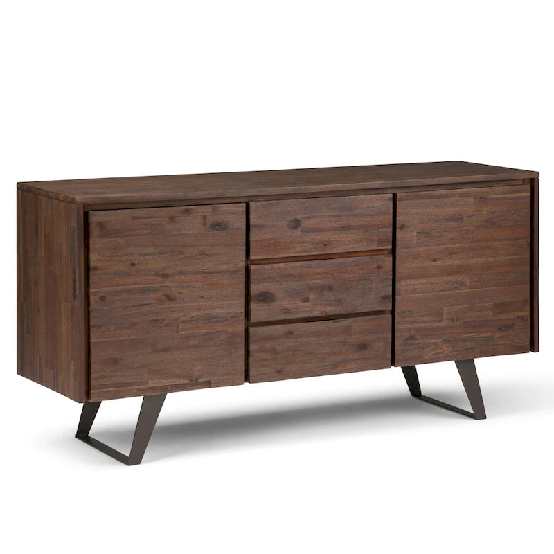Buffet bahut industriel moderne Mitchell Metal de 60 po de largeur en BOIS DE CHÊNE – 60 x 17 x 30