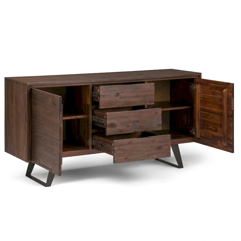 Buffet bahut industriel moderne Mitchell Metal de 60 po de largeur en BOIS DE CHÊNE – 60 x 17 x 30