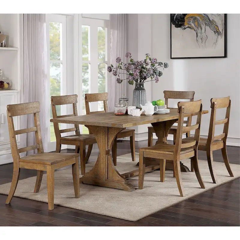 Table de salle à manger rustique en bois massif de 76 pouces