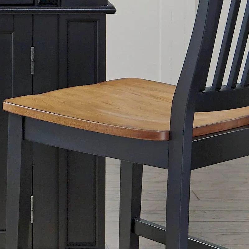 Tabouret de bar noir et chêne vieilli de 61 cm par