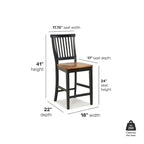 Tabouret de bar noir et chêne vieilli de 61 cm par