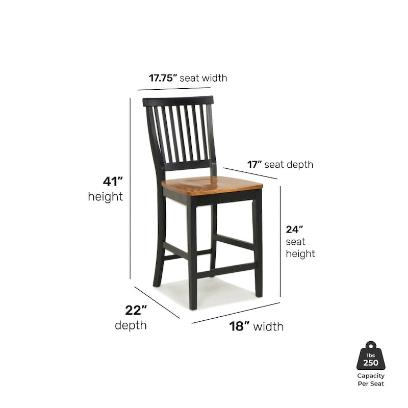 Tabouret de bar noir et chêne vieilli de 61 cm par