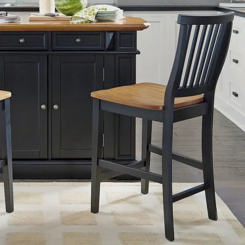 Tabouret de bar noir et chêne vieilli de 61 cm par