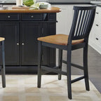 Tabouret de bar noir et chêne vieilli de 61 cm par