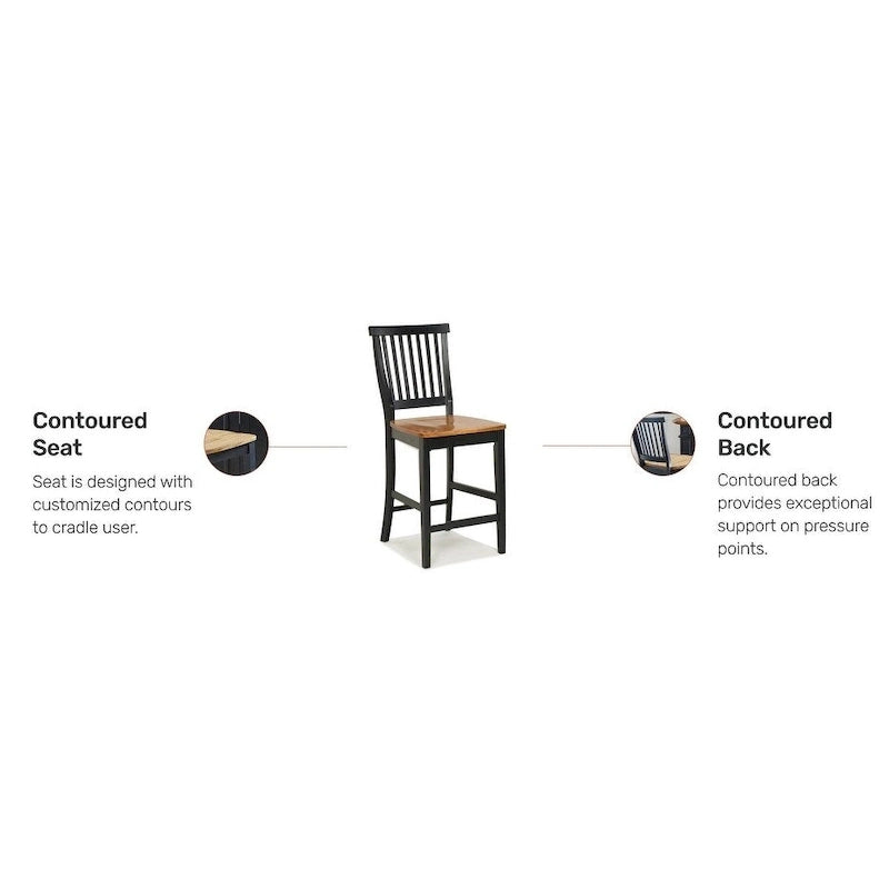 Tabouret de bar noir et chêne vieilli de 61 cm par