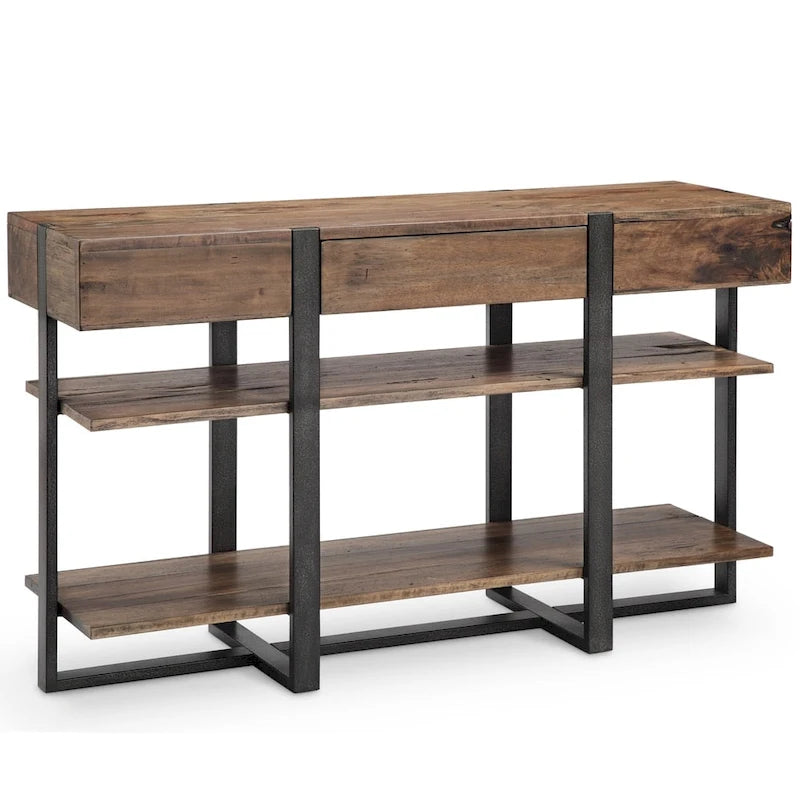 Prescott  ern Rustic Honey Finish Reclaimed Wood Console Table