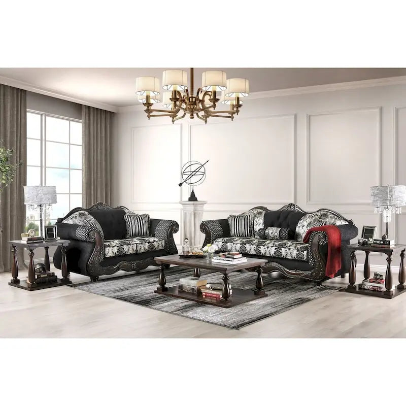 Causeuse semi-ferme Dhumketu en tissu noir traditionnel par