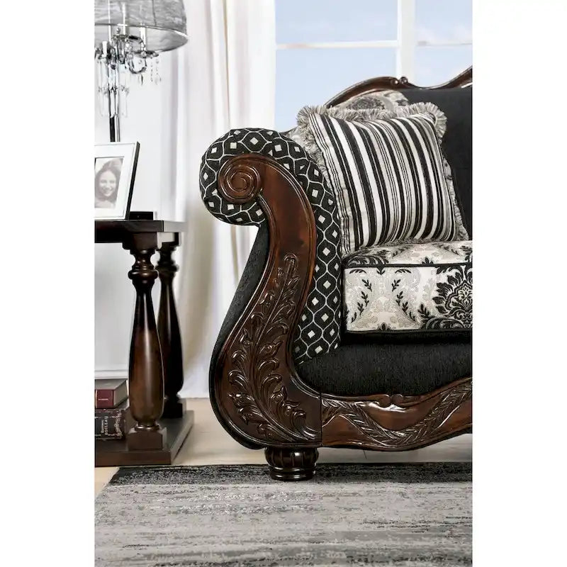 Causeuse semi-ferme Dhumketu en tissu noir traditionnel par