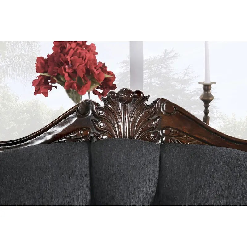 Causeuse semi-ferme Dhumketu en tissu noir traditionnel par