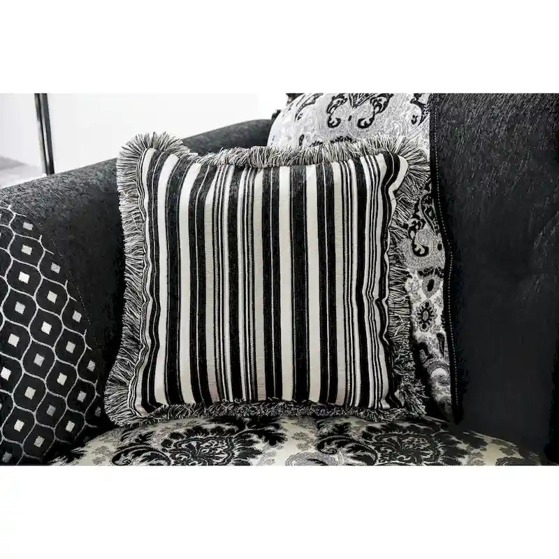 Causeuse semi-ferme Dhumketu en tissu noir traditionnel par