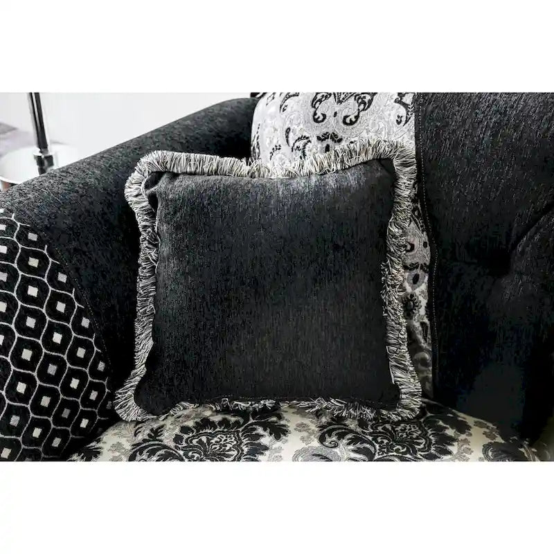 Causeuse semi-ferme Dhumketu en tissu noir traditionnel par