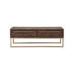Table Basse en Métal Marron Foncé et Doré avec Tiroir 47" - 46.5