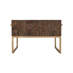 Table Basse en Métal Marron Foncé et Doré avec Tiroir 47" - 46.5