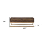 Table Basse en Métal Marron Foncé et Doré avec Tiroir 47" - 46.5