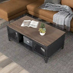 Table basse de rangement Conner Rustic noir et noyer foncé en acier de 48 pouces par