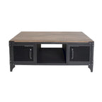 Table basse de rangement Conner Rustic noir et noyer foncé en acier de 48 pouces par