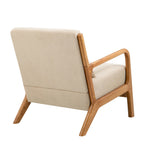 Fauteuil à accoudoirs en bois, rembourré en tissu, style Mid-Century Modern