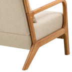 Fauteuil à accoudoirs en bois, rembourré en tissu, style Mid-Century Modern
