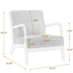 Fauteuil à accoudoirs en bois, rembourré en tissu, style Mid-Century Modern