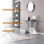 Console de luxe de 130 cm, rectangulaire, pour canapé ou entrée, avec plateau en verre trempé rectangulaire et pieds en métal