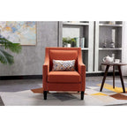 Fauteuil de salon en tissu de lin clouté avec pieds en bois massif