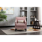 Fauteuil de salon en tissu de lin clouté avec pieds en bois massif