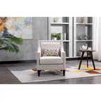 Fauteuil de salon en tissu de lin clouté avec pieds en bois massif