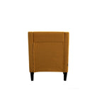 Fauteuil de salon en tissu de lin clouté avec pieds en bois massif