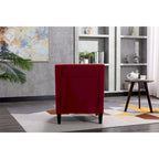 Fauteuil de salon en tissu de lin clouté avec pieds en bois massif