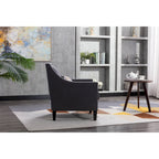 Fauteuil de salon en tissu de lin clouté avec pieds en bois massif