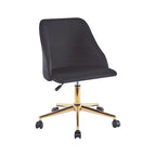 Chaise de bureau pivotante Ryo, velours, pieds chromés dorés