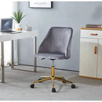   Ryo Swivel Office Chair, Velvet, Gold Chrome Legs