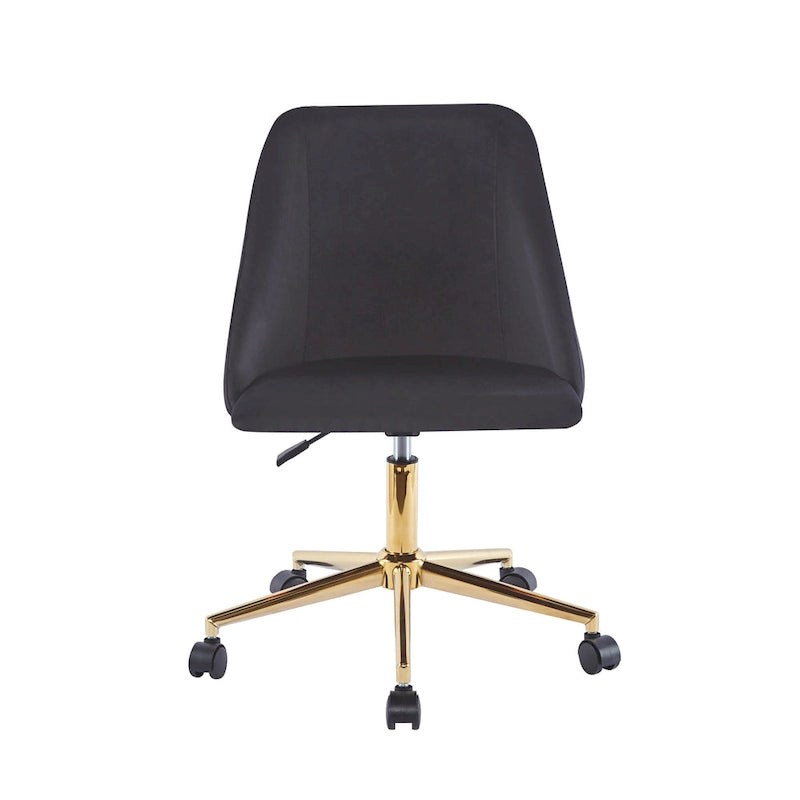Chaise de bureau pivotante Ryo, velours, pieds chromés dorés