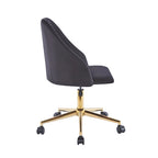 Chaise de bureau pivotante Ryo, velours, pieds chromés dorés