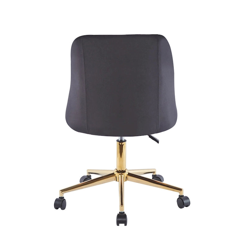 Chaise de bureau pivotante Ryo, velours, pieds chromés dorés