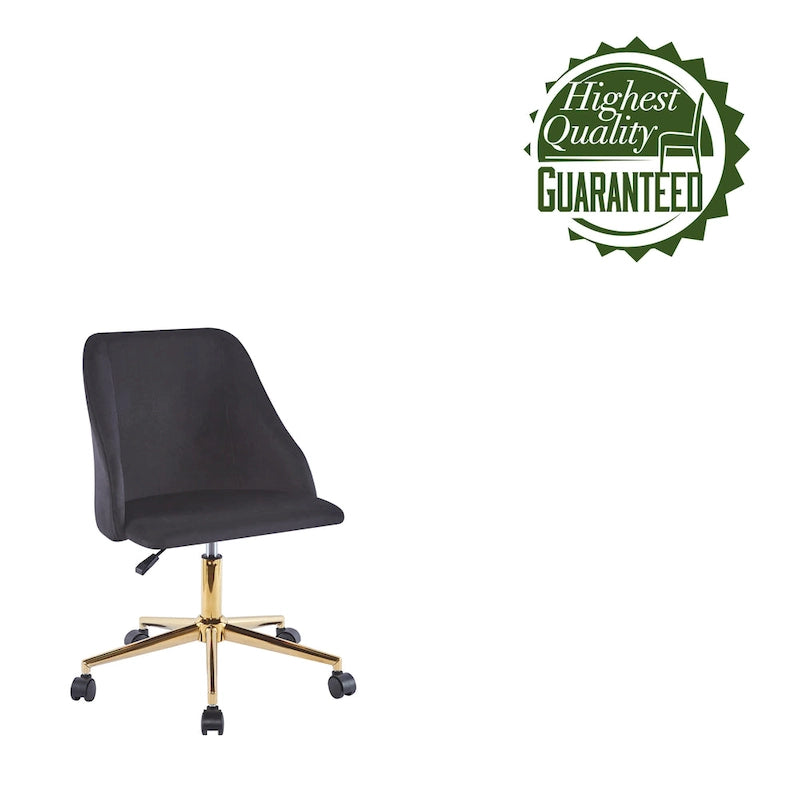 Chaise de bureau pivotante Ryo, velours, pieds chromés dorés