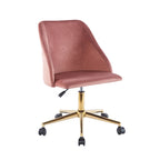 Chaise de bureau pivotante Ryo, velours, pieds chromés dorés