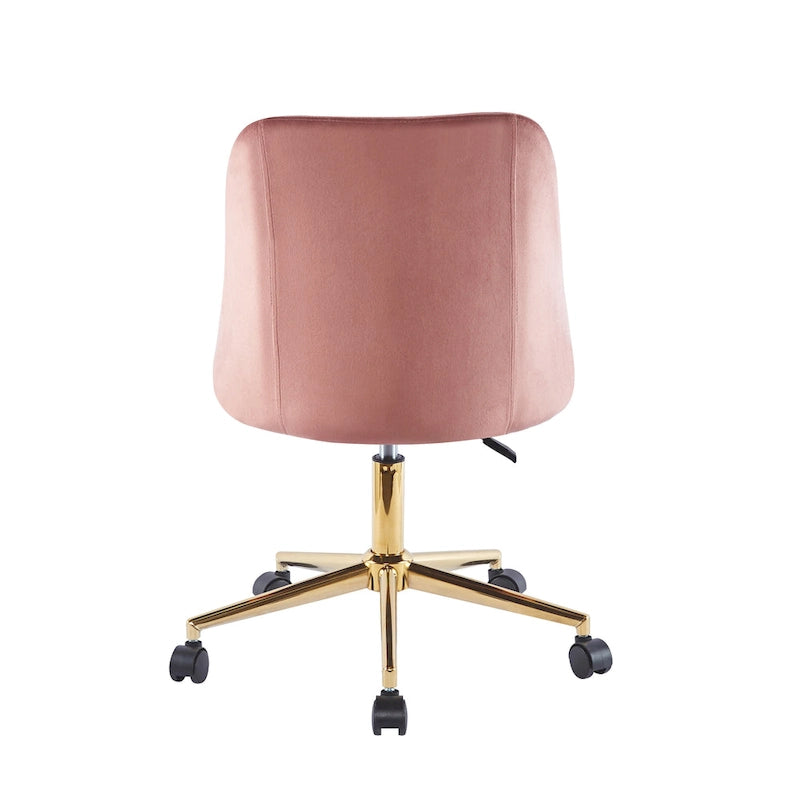 Chaise de bureau pivotante Ryo, velours, pieds chromés dorés