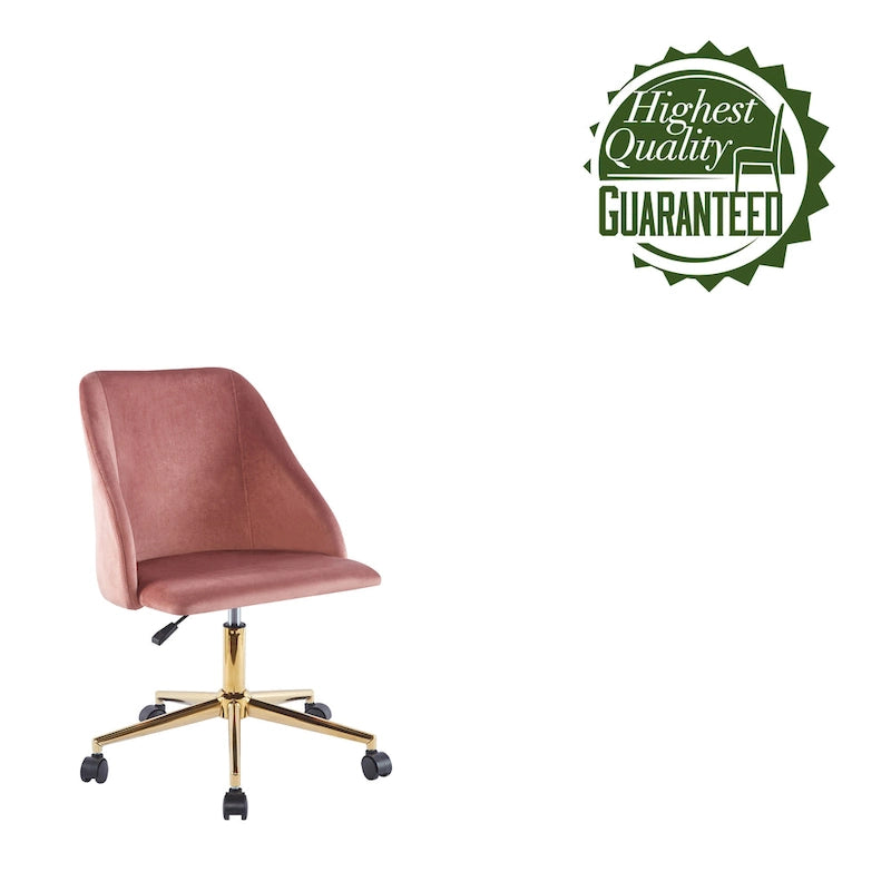 Chaise de bureau pivotante Ryo, velours, pieds chromés dorés