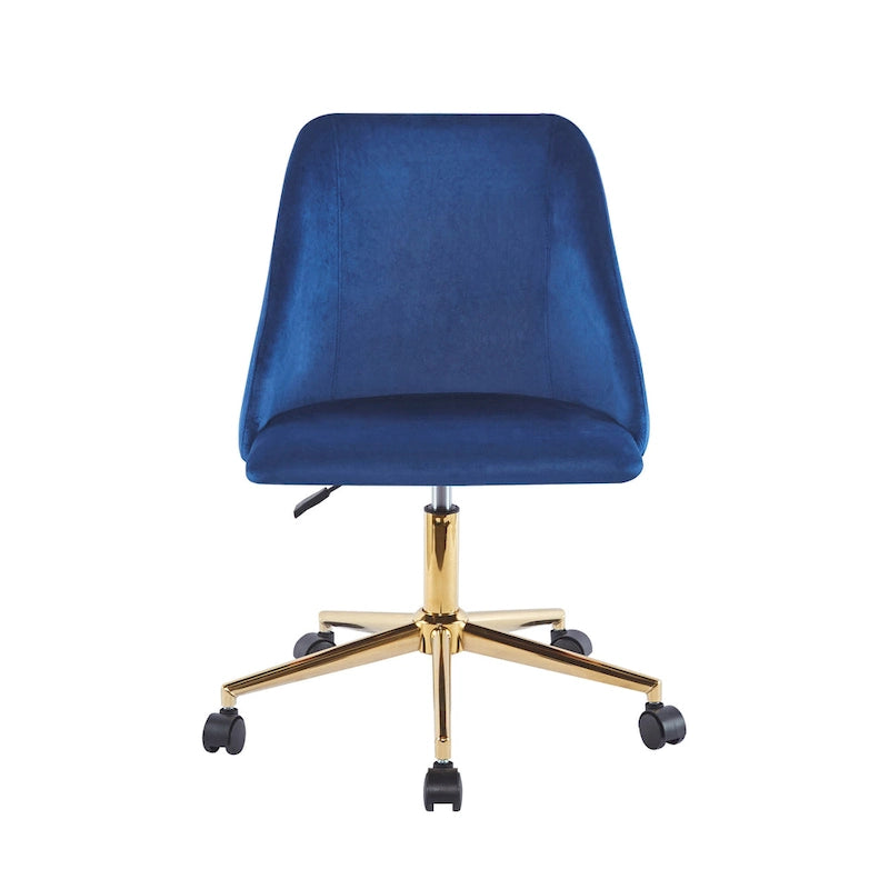 Chaise de bureau pivotante Ryo, velours, pieds chromés dorés