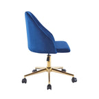 Chaise de bureau pivotante Ryo, velours, pieds chromés dorés