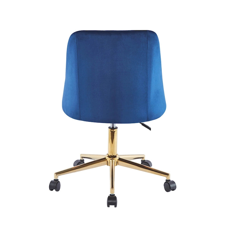 Chaise de bureau pivotante Ryo, velours, pieds chromés dorés