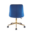 Chaise de bureau pivotante Ryo, velours, pieds chromés dorés