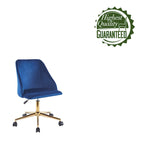 Chaise de bureau pivotante Ryo, velours, pieds chromés dorés