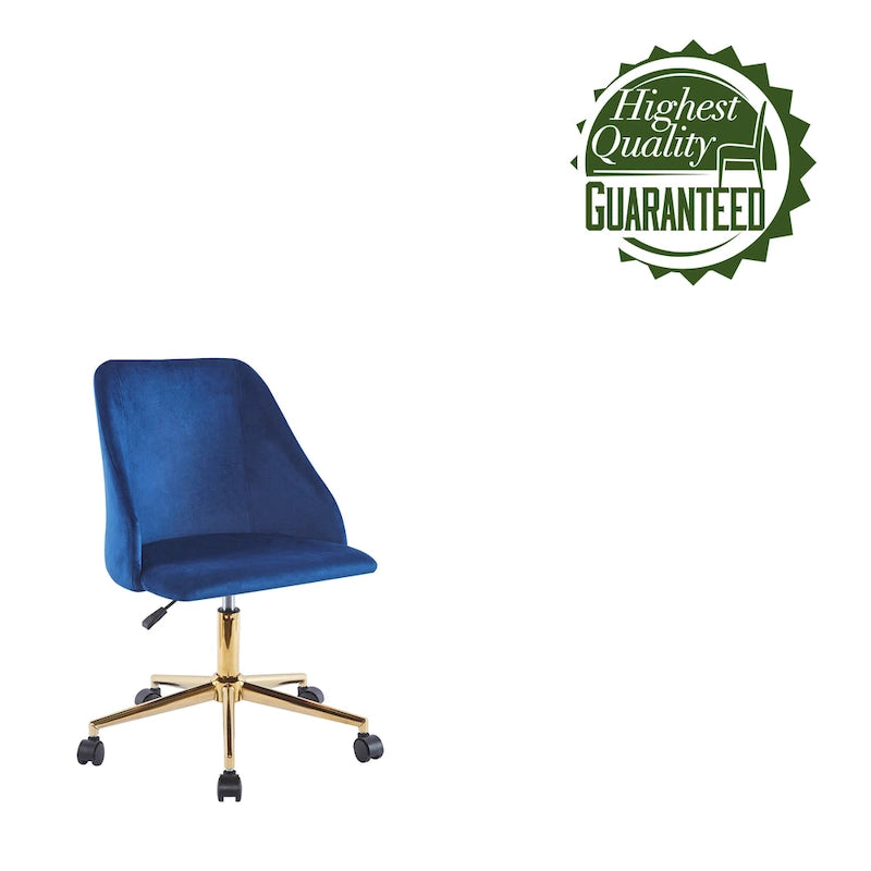 Chaise de bureau pivotante Ryo, velours, pieds chromés dorés